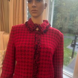 St. John Red Houndstooth Women's Jacket